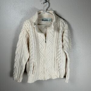 Aran Crafts Merino Wool Sweater Jacket Size Medium Fisherman Made in Ireland